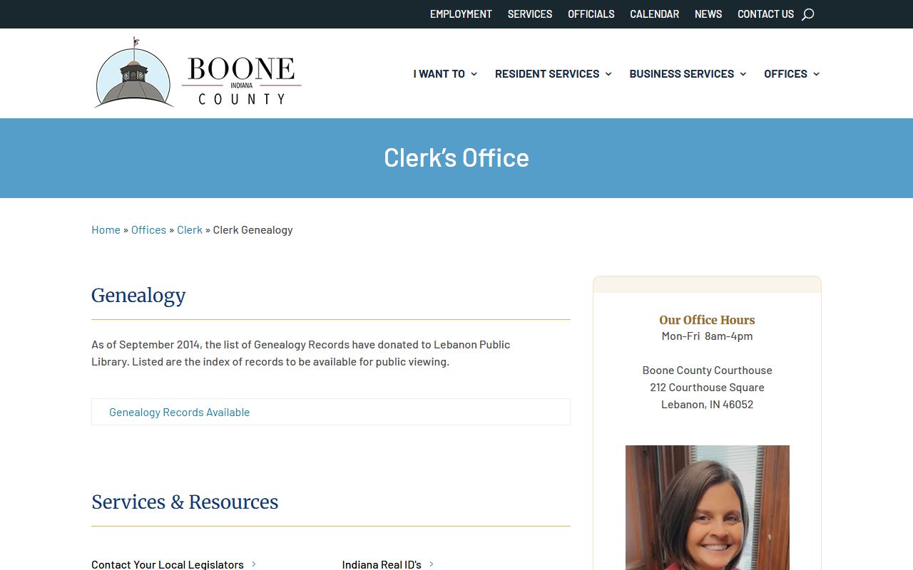 Boone County County Clerk genealogy and historical record access