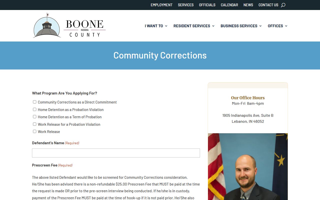 Boone County arrest records and court charges community corrections referral