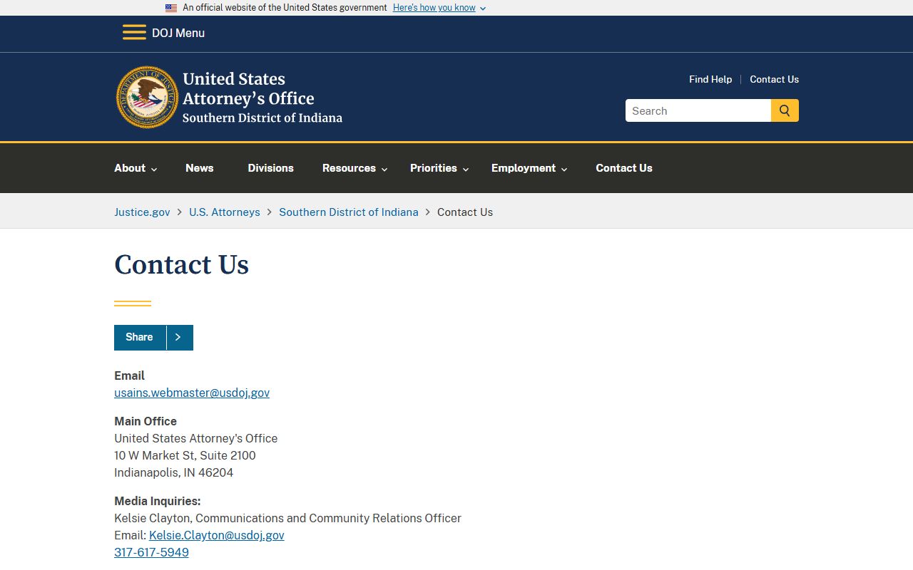 Boone County court dockets federal U.S. Attorney contact