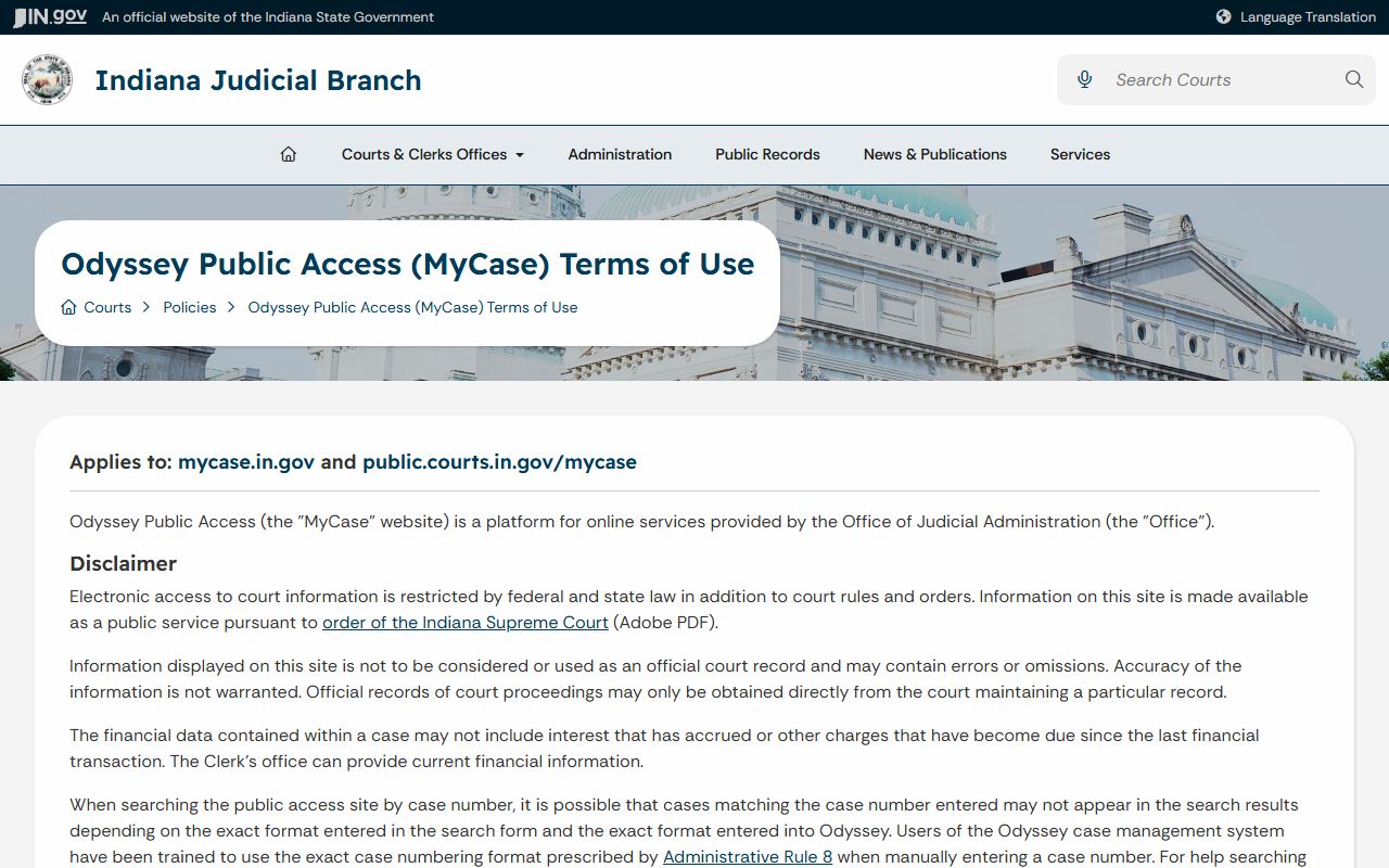 Boone County court records MyCase terms