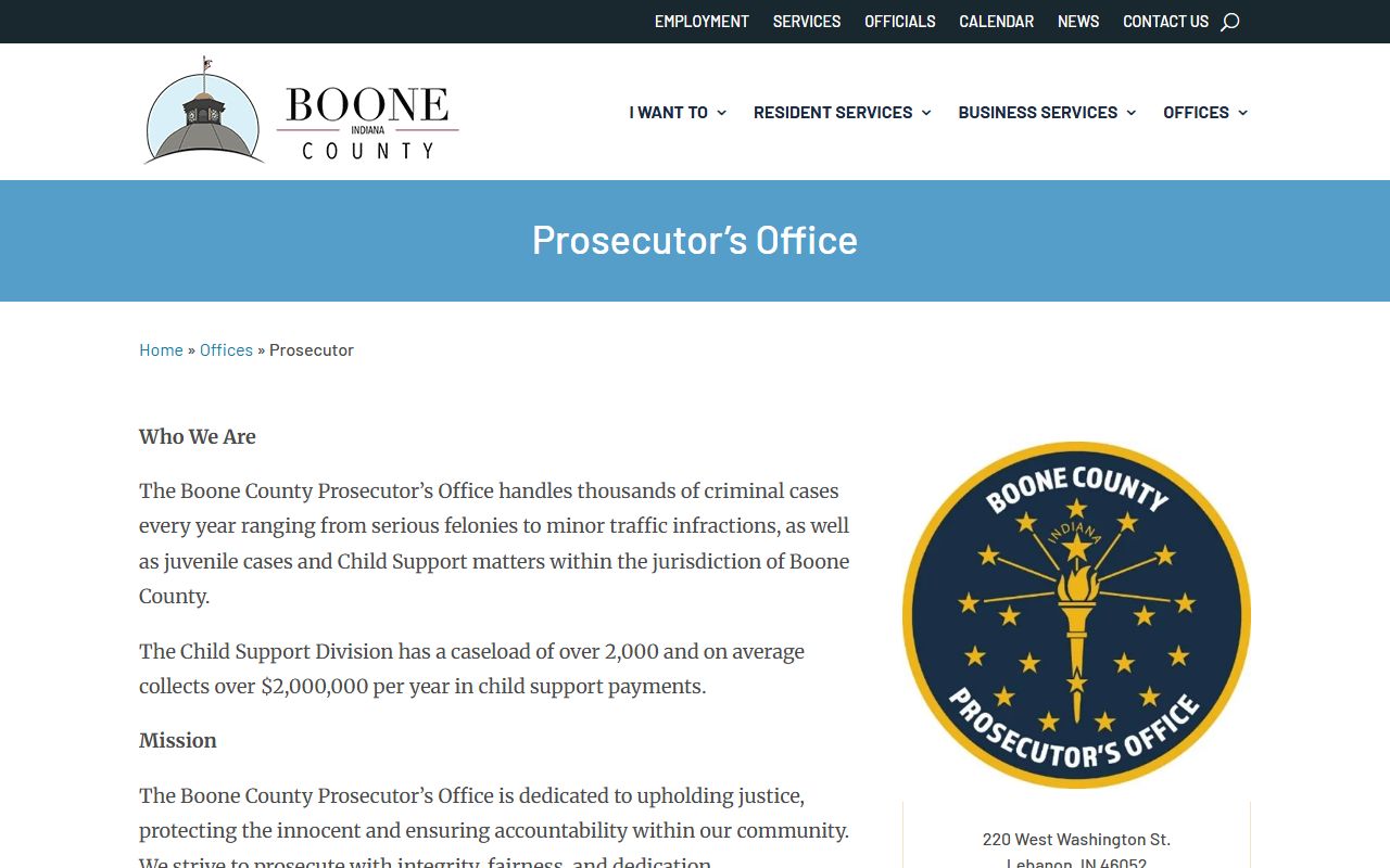 Boone County criminal court records prosecutor page