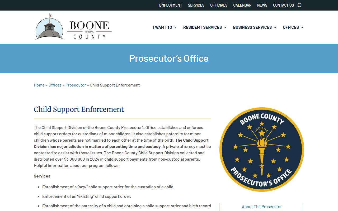 Boone County criminal court records child support division