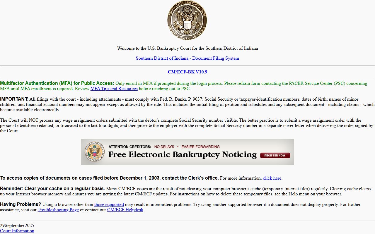 Boone County court records bankruptcy CM ECF federal access