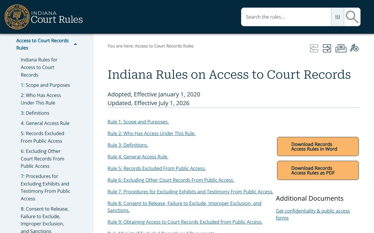 Boone County court records Indiana access rules