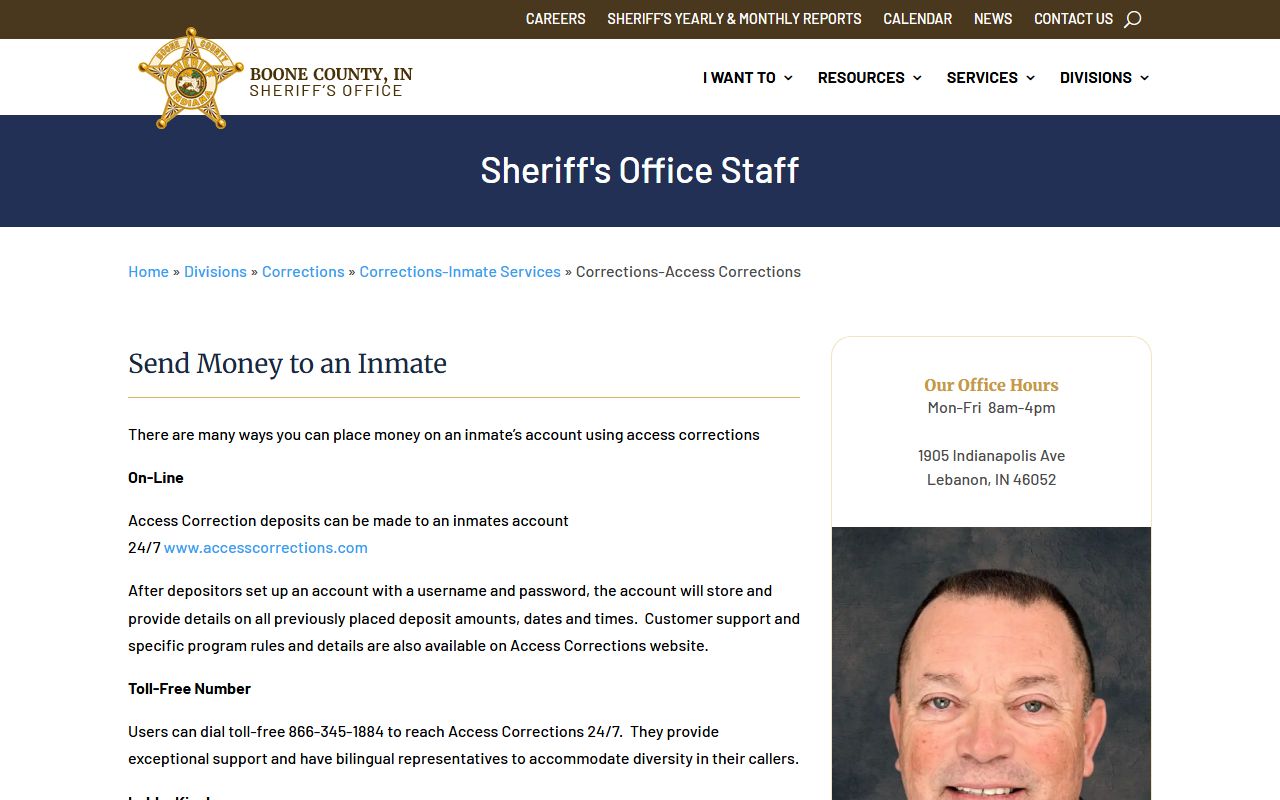 Boone County inmate records sheriff access corrections page