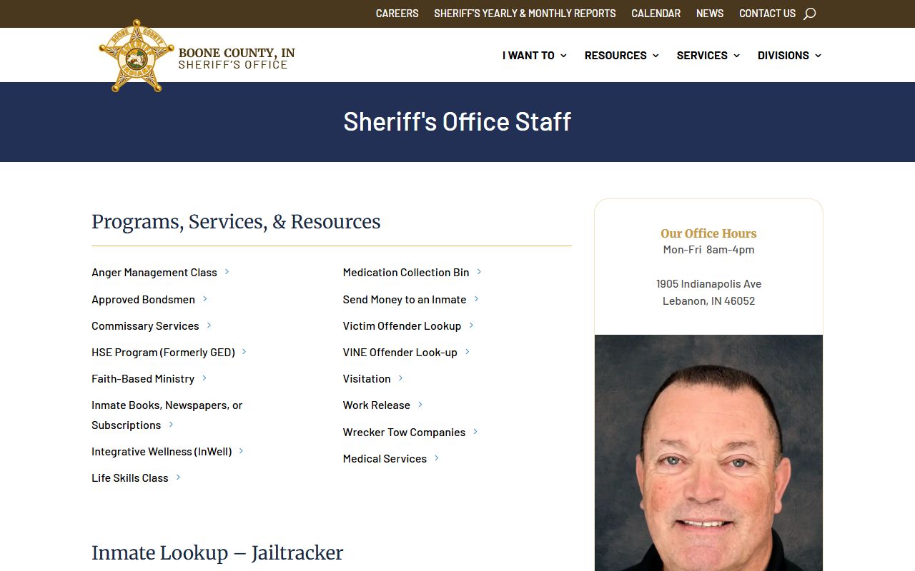 Boone County inmate records sheriff inmate lookup page