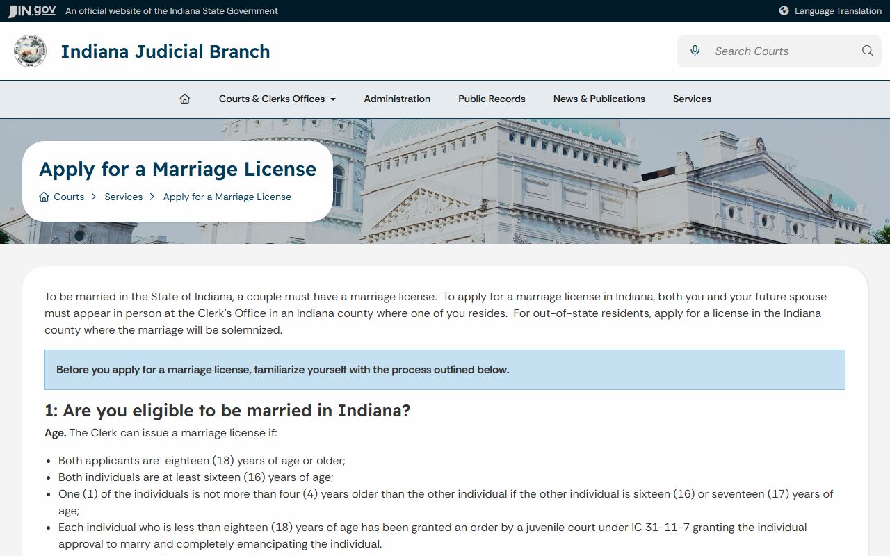 Boone County marriage records Indiana statewide application source