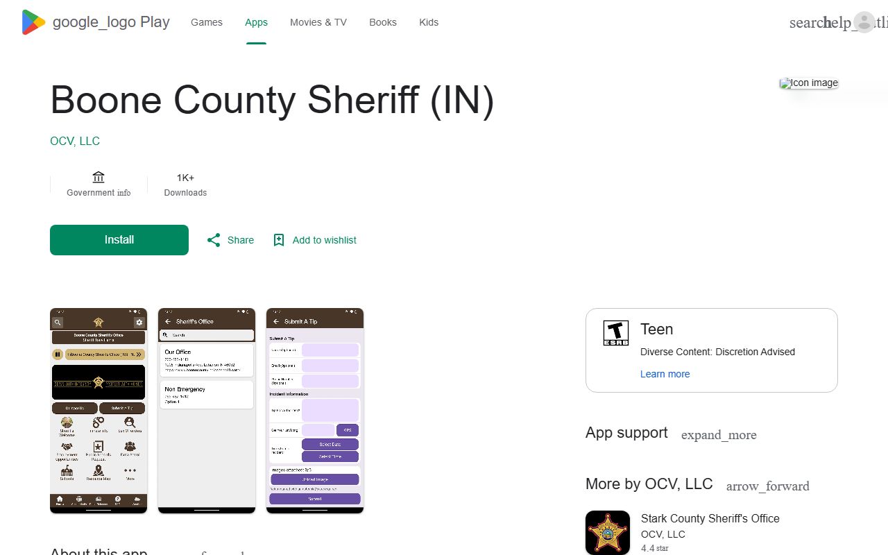 Boone County traffic court records sheriff Android app