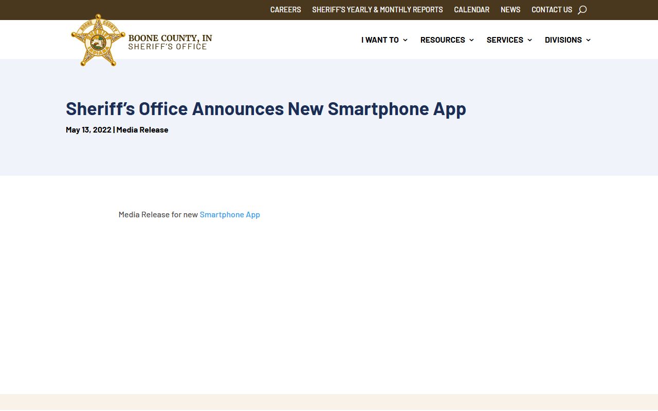 Boone County warrant records sheriff app announcement